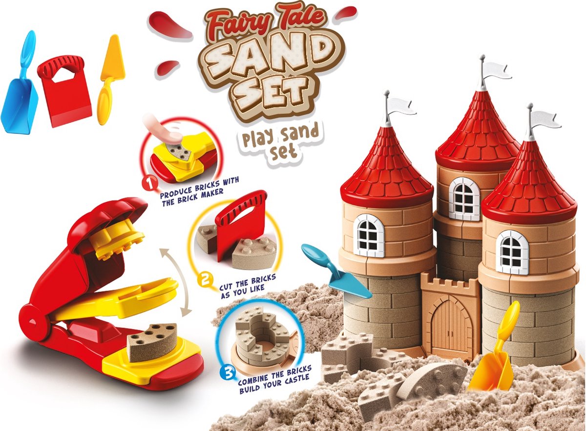 PLAY IT Speelzand Kasteel Blokmaker Bouwset 750gram - Bruin - Knutselen Meisjes - Speelzand
