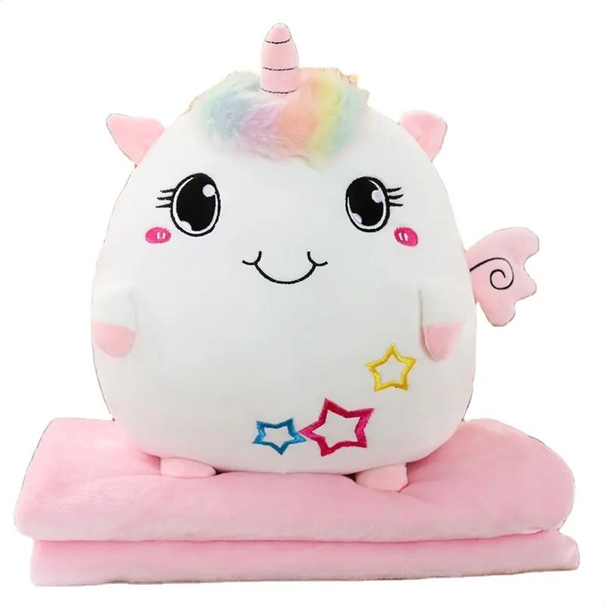 PLAY IT Unicorn Kawaii Kussen Knuffel Deken - 35CM - 3 in 1 - Squishmallow