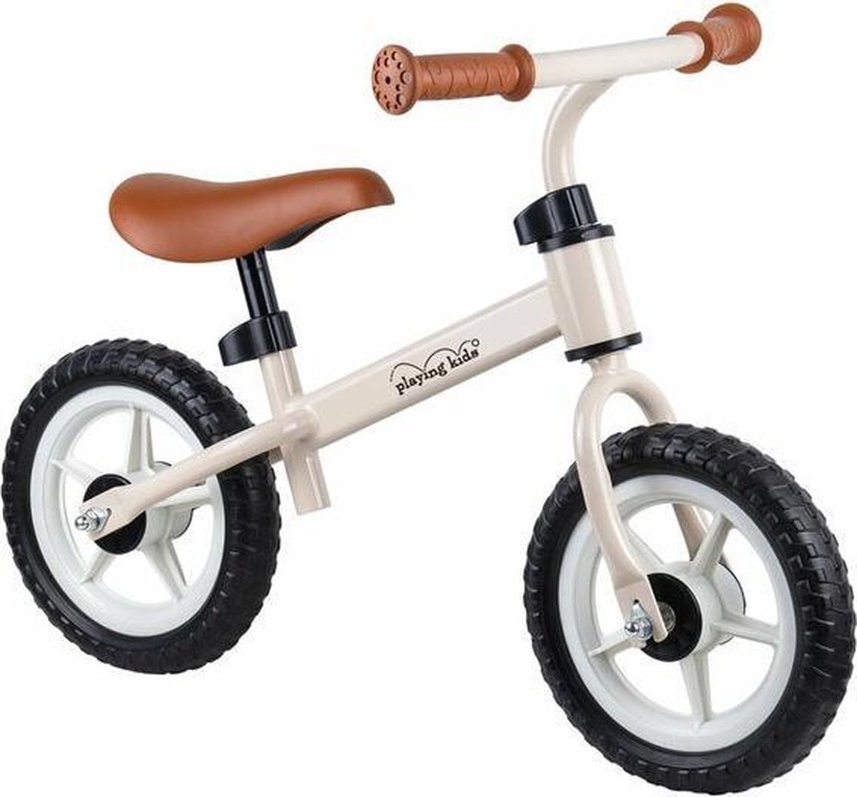 Play Kids metalen loopfiets verstelbaar zadel in de kleur beige en blauw