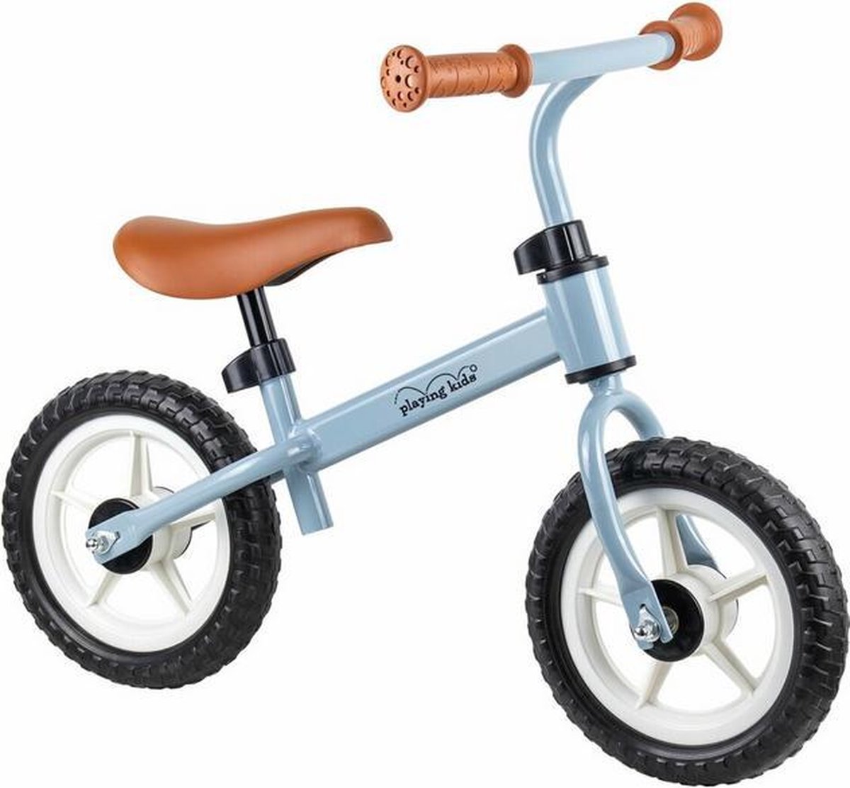 Play Kids metalen loopfiets verstelbaar zadel in de kleur beige en blauw