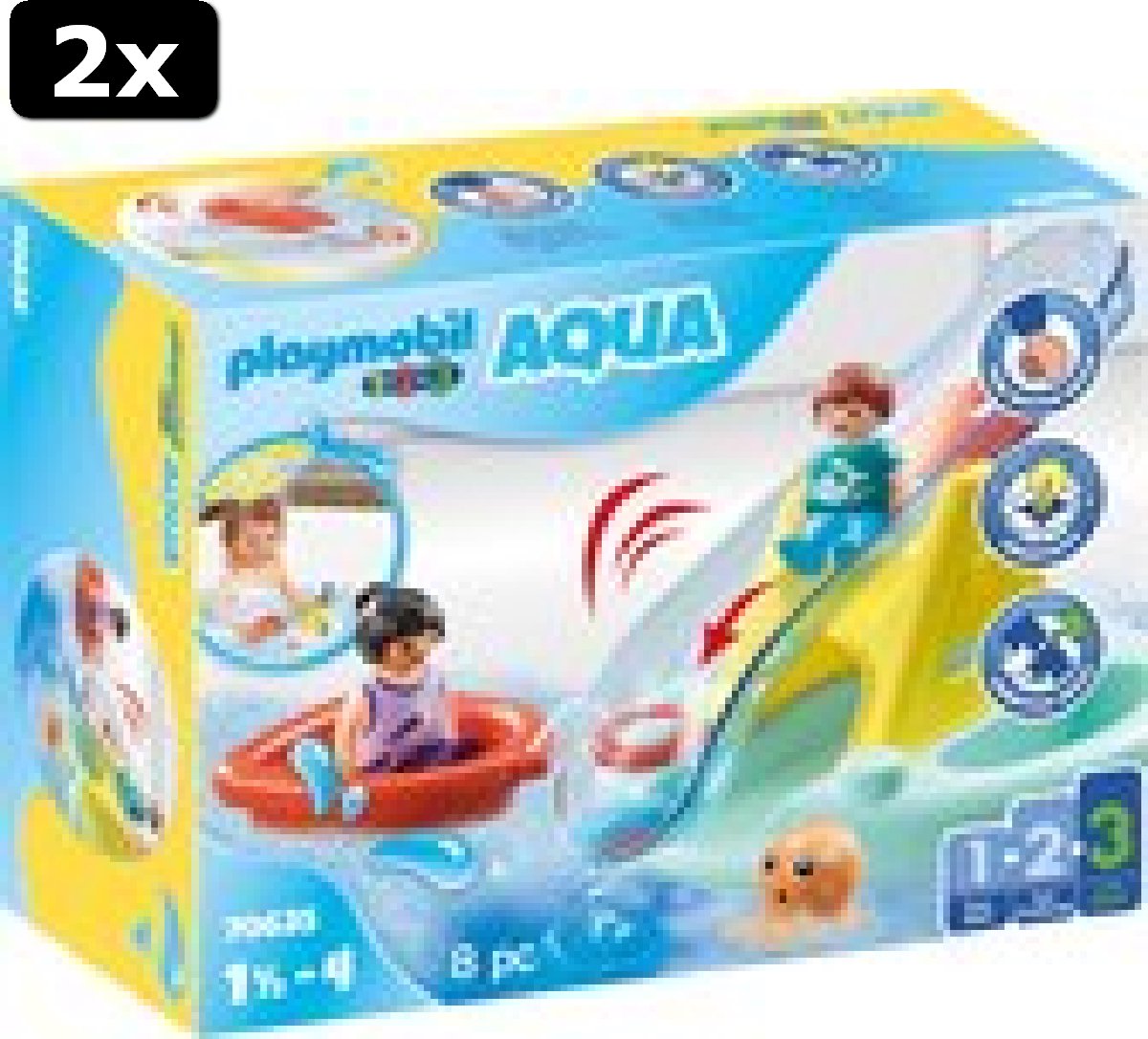 2x PLAYMOBIL 1.2.3 Aqua Zwemeiland met waterglijbaan  - 70635