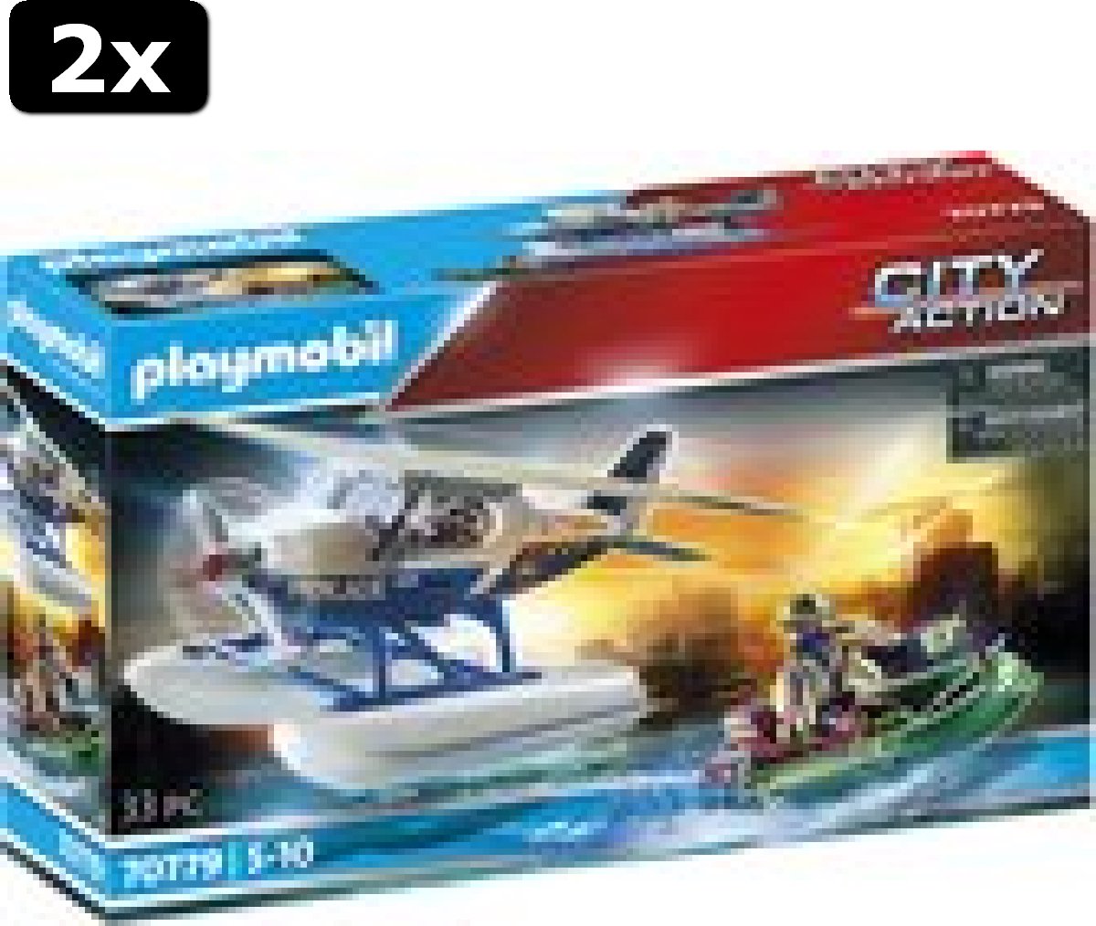 2x PLAYMOBIL City Action Politiewatervliegtuig: smokkelaar-achtervolging - 70779