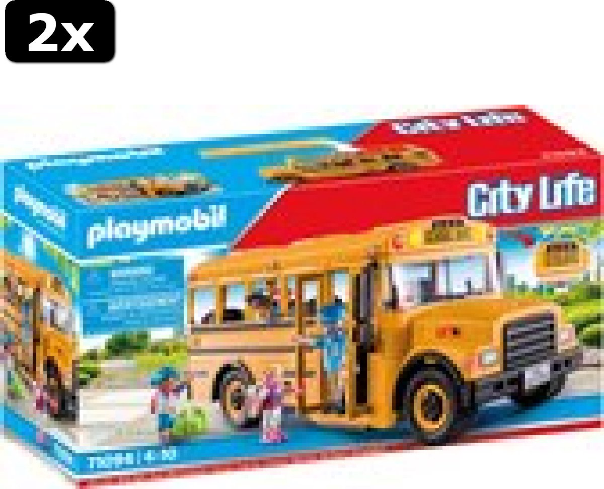 2x PLAYMOBIL City Life Amerikaanse schoolbus - 71094