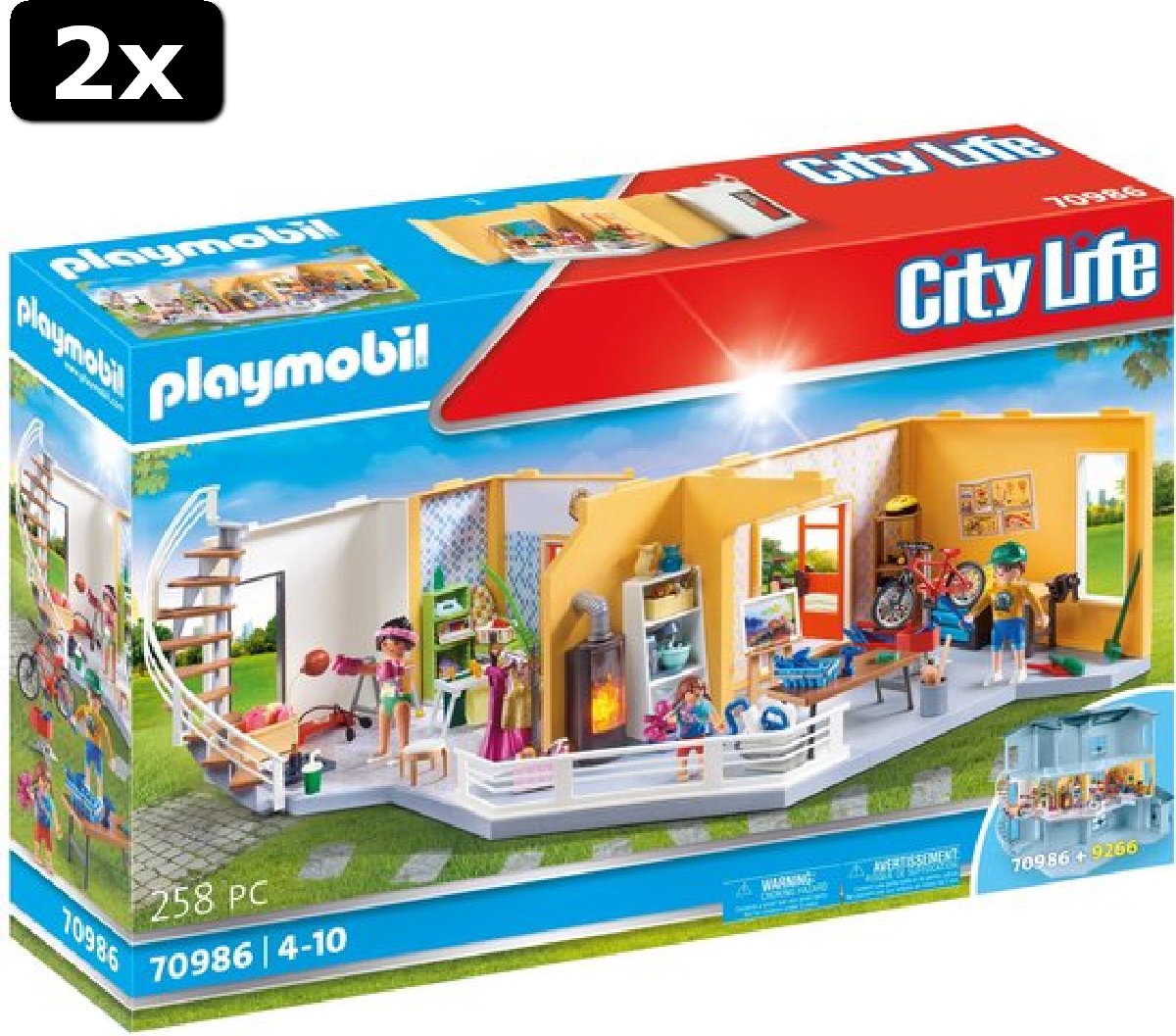 2x PLAYMOBIL City Life Verdiepinguitbreiding woonhuis - 70986