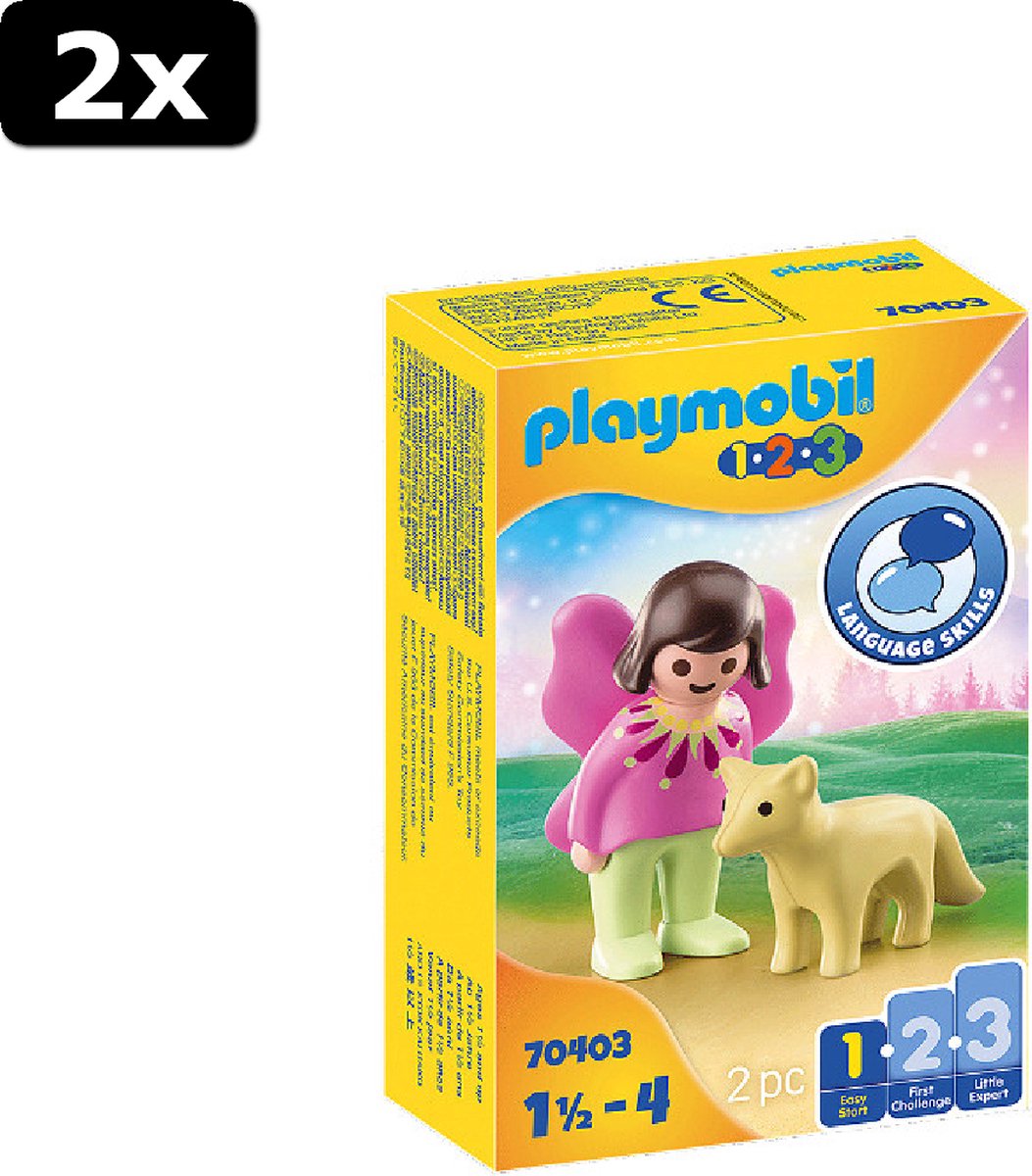 2x Playmobil 1.2.3. Feeenvriendin met vos