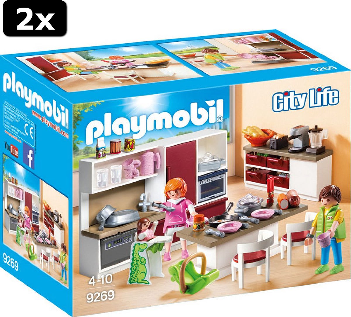 2x Playmobil City Life Dollhouse Leefkeuken