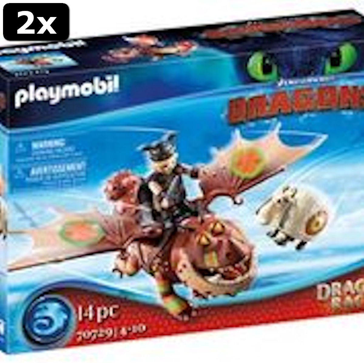 2x Playmobil Dragon Racing Vissenboot en Speknekje