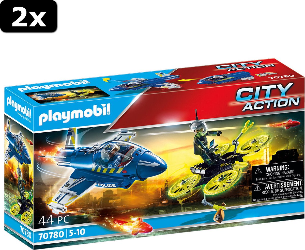 2x Playmobil Politiejet drone-achtervolging