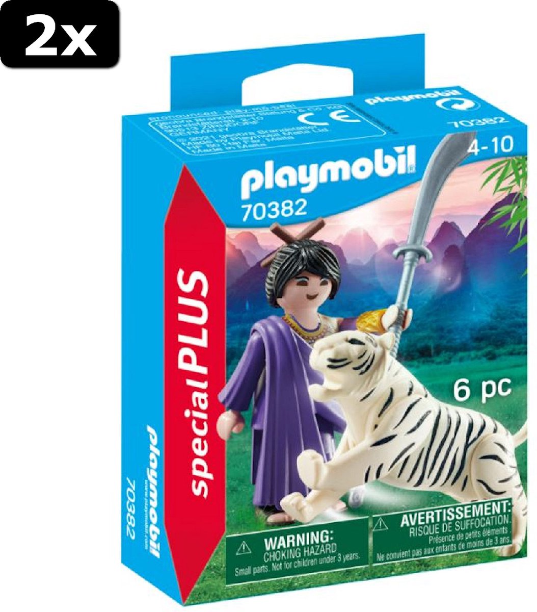 2x Playmobil Special Plus Aziatische vechter met tijger