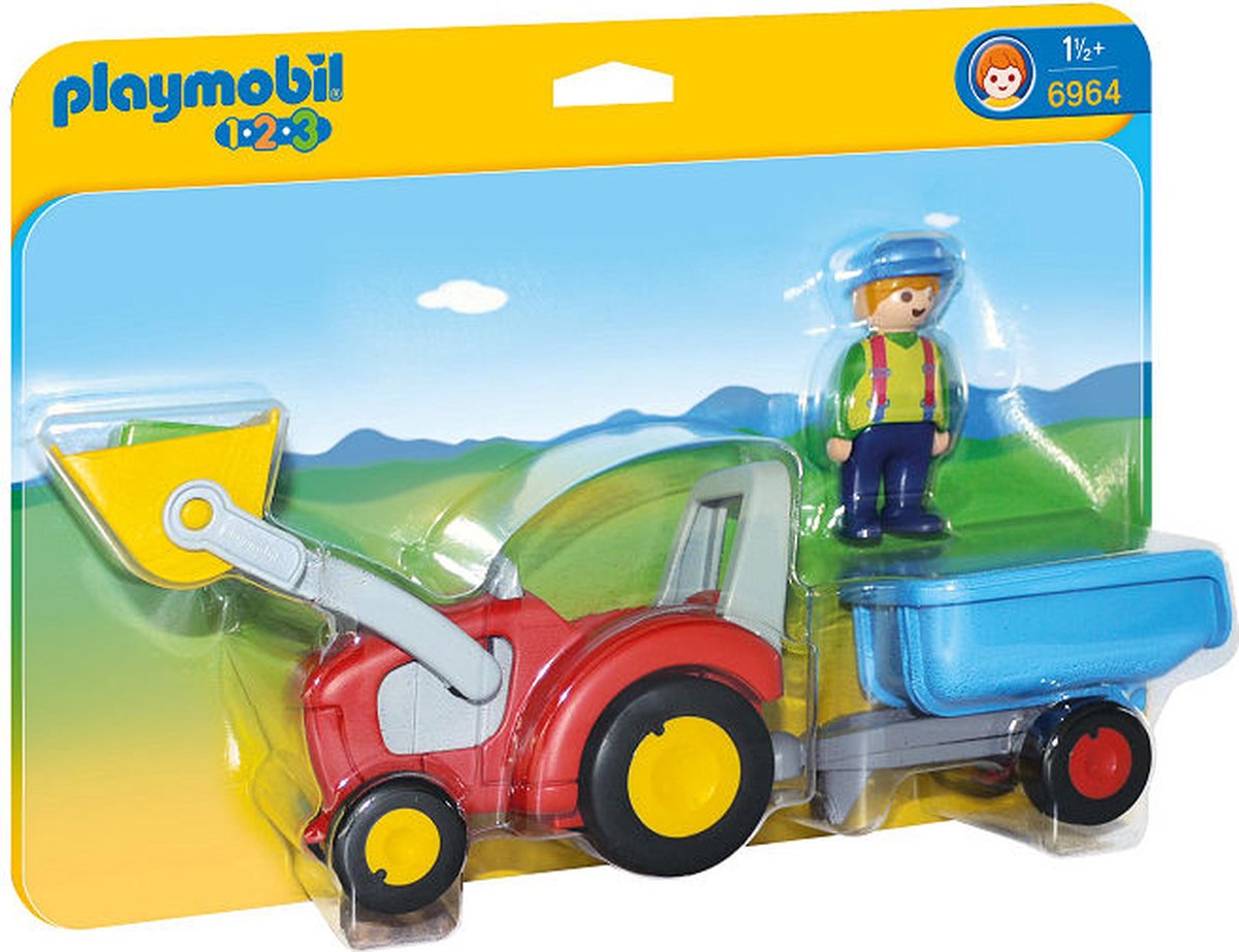 Playmobil 1.2.3. Boer met tractor en aanhangwagen