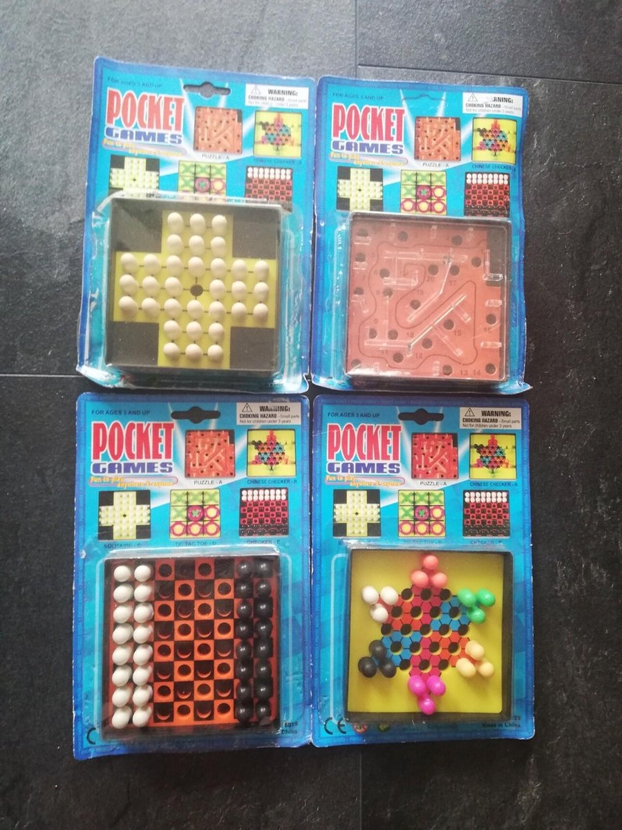 4x reisspellen pocketgames set van 4 stuks