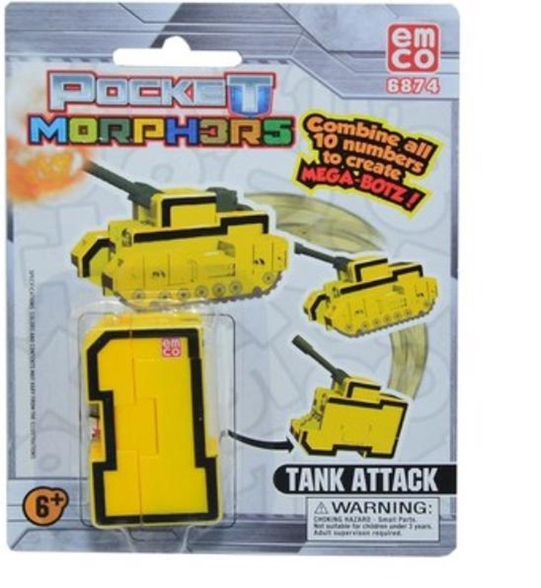 Pocket Morphers - cijfer 1 - Tank Attack - geel