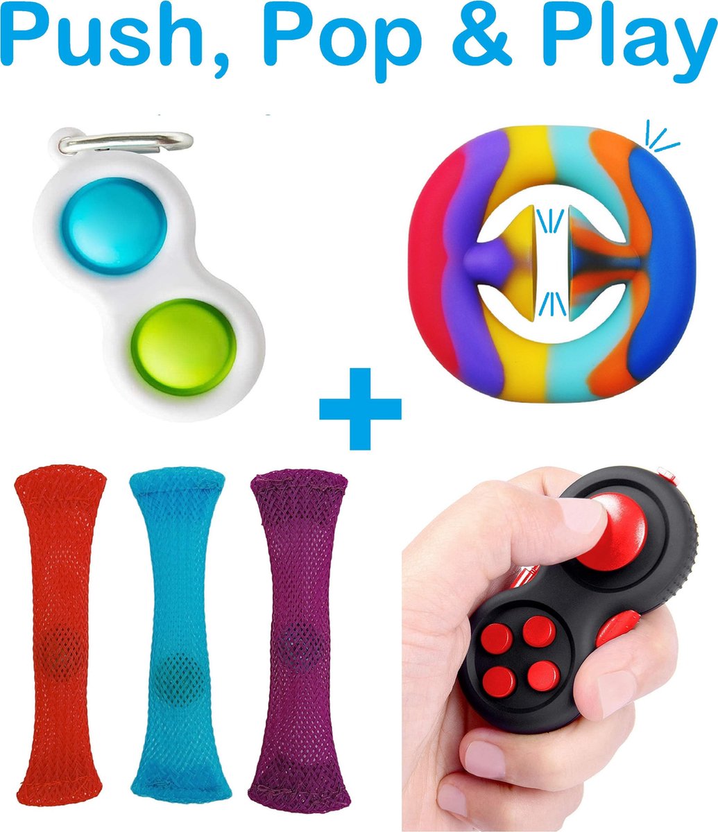 POP IT® Fidget Toys Pakket - 6 stuks - Pop It - Simple Dimple - Snapperz Fidget Pad