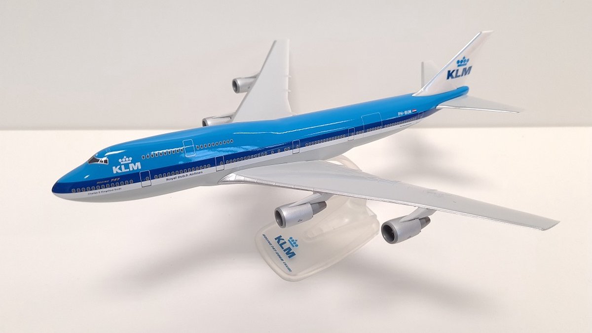 KLM schaalmodel Boeing vliegtuig 747-206B SUD schaal 1:250 lengte 28,26cm