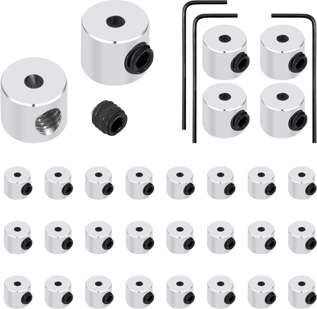 Pin Keeper metalen pin rug reserve sluitpennen pin back lock met moersleutel voor spelden sieraden broche naambordje 6 x 5 mm 30 stuks