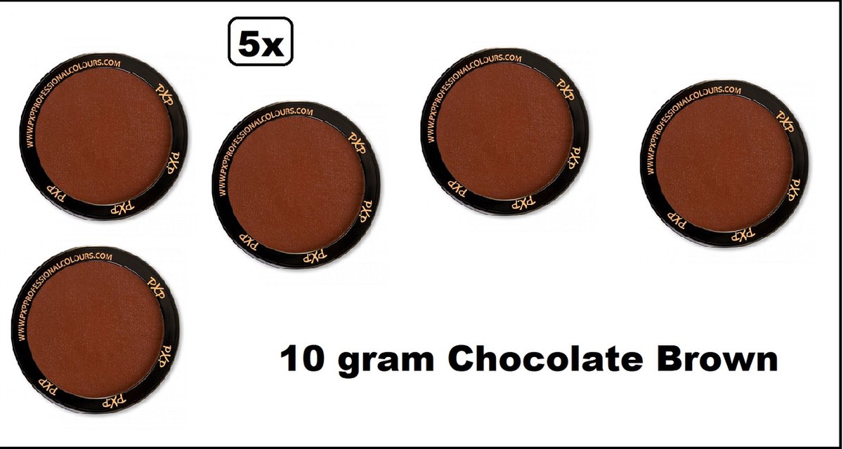 5x PXP Professional Colours 10 gram Chocolade bruin - Schmink Sint en Piet festival thema feest  party fun