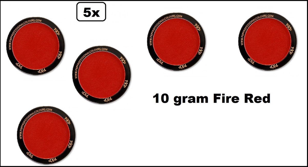 5x PXP Professional Colours 10 gram Fire Red - Schmink halloween vuur thema feest party festival