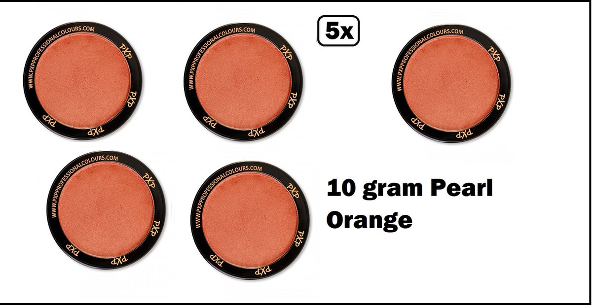 5x PXP Professional Colours 10 gram Pearl Orange - Schmink oranje festival thema feest party fun