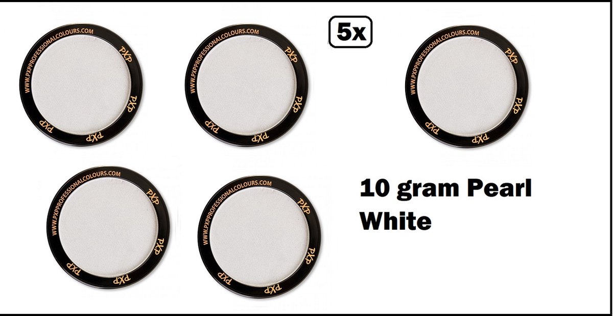 5x PXP Professional Colours 10 gram Pearl White - Schmink wit festival thema feest party fun