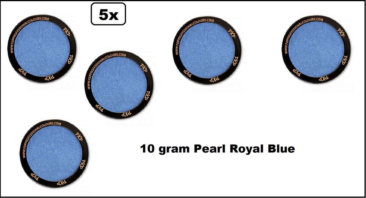 5x PXP Professional Colours 10 gram Royal blauw - Schmink Sint en Piet festival thema feest party fun