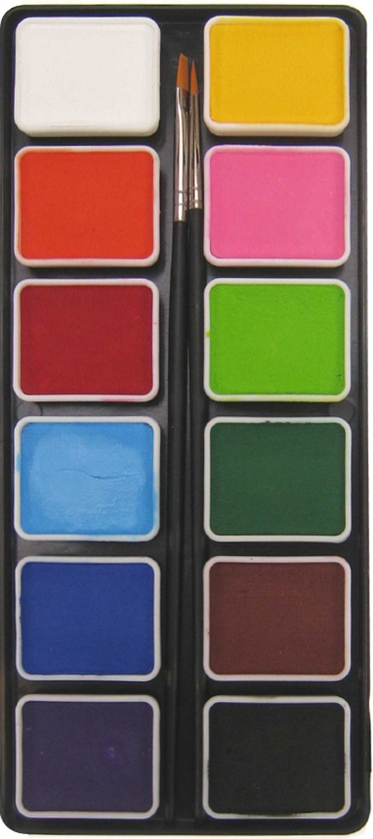 PXP Professional Colours palet regular colours 12 x 6 gram with 2 brushes size 2
