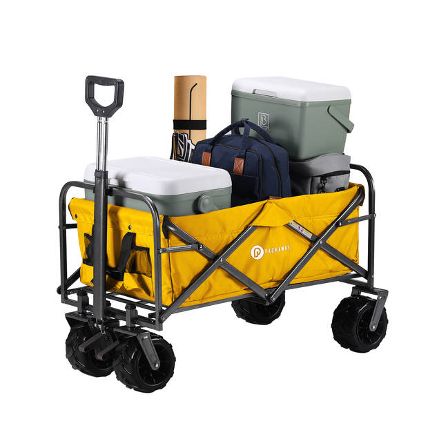 Packaway XL Opvouwbare Bolderkar Heavy Duty van Wasbaar Polyester tot 80KG - 98 x 45 cm - OKERGEEL