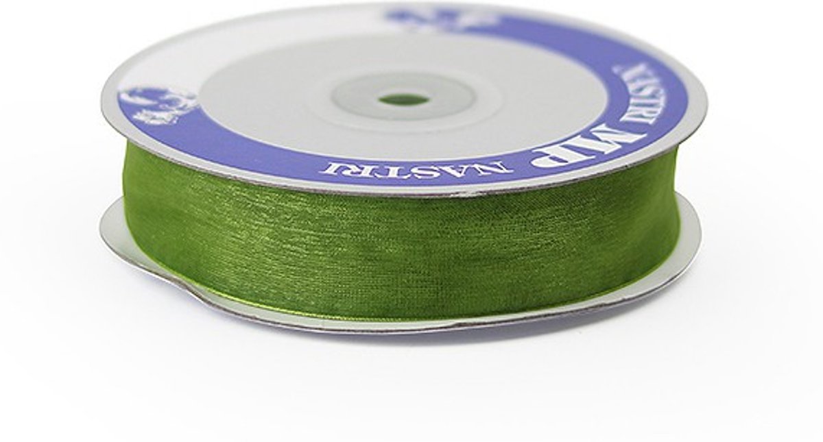 Organza lint - Olijfgroen - 25 mm - Rol a 50 meter