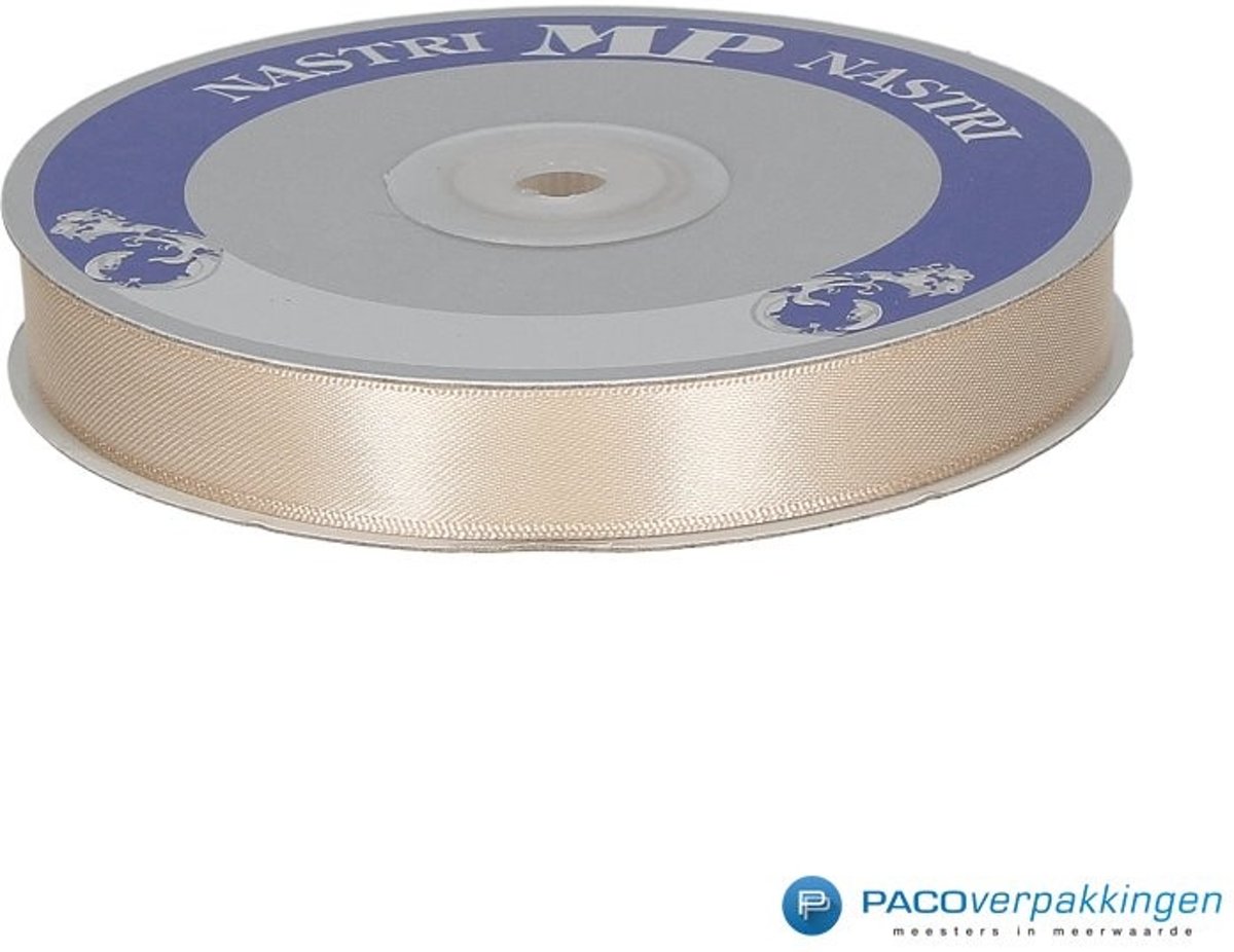 Satijn lint - Champagne - 15 mm - Rol a 50 meter