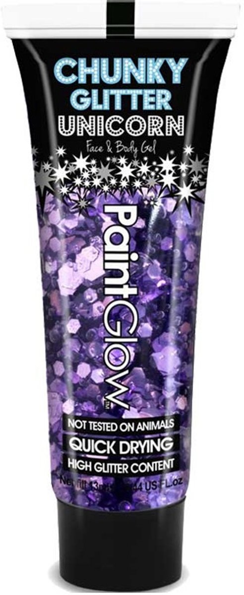 Chunky Glitter Unicorn Face&Body Gel PaintGlow kleur:  Helter Skelter