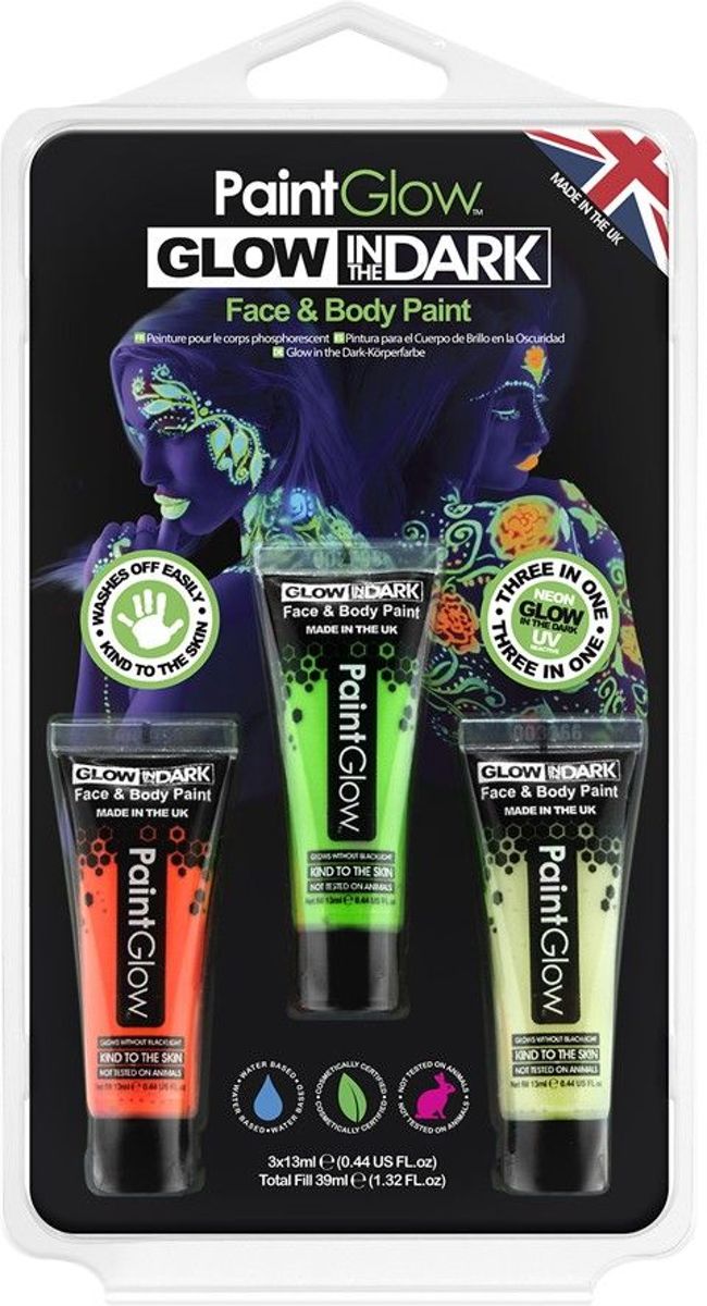 Glow In the Dark Face & Body Paint Blister set