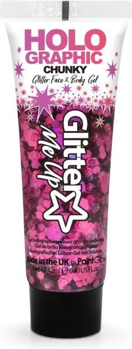 Holografische chunky glitter gel 12 ml Princess Pink