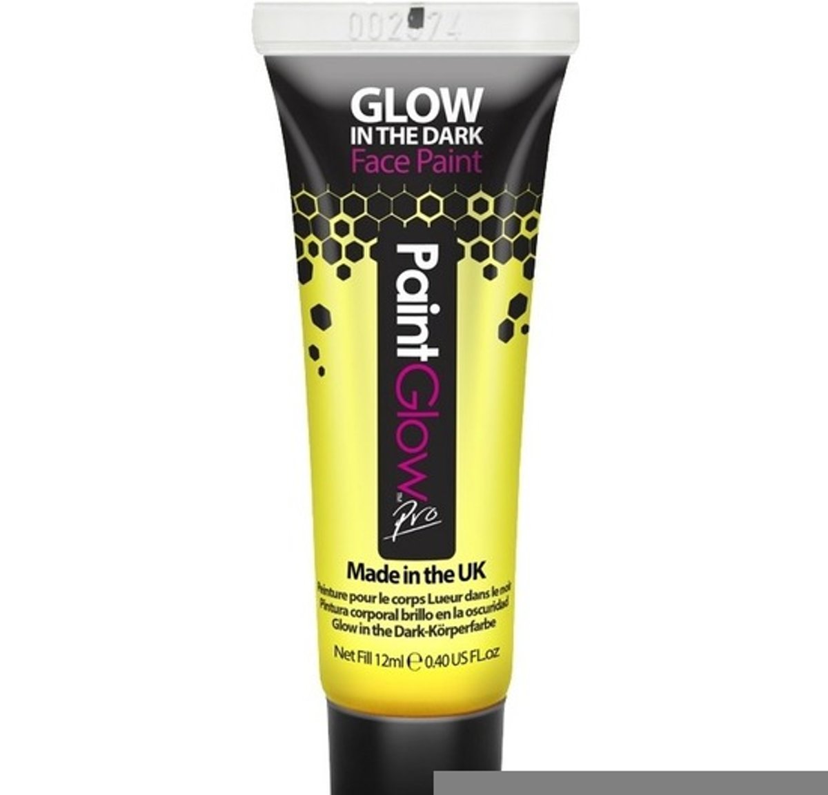 Neon gele Glow in the Dark schmink/make-up tube 12 ml - Lichtgevende schmink/make-up geel thema