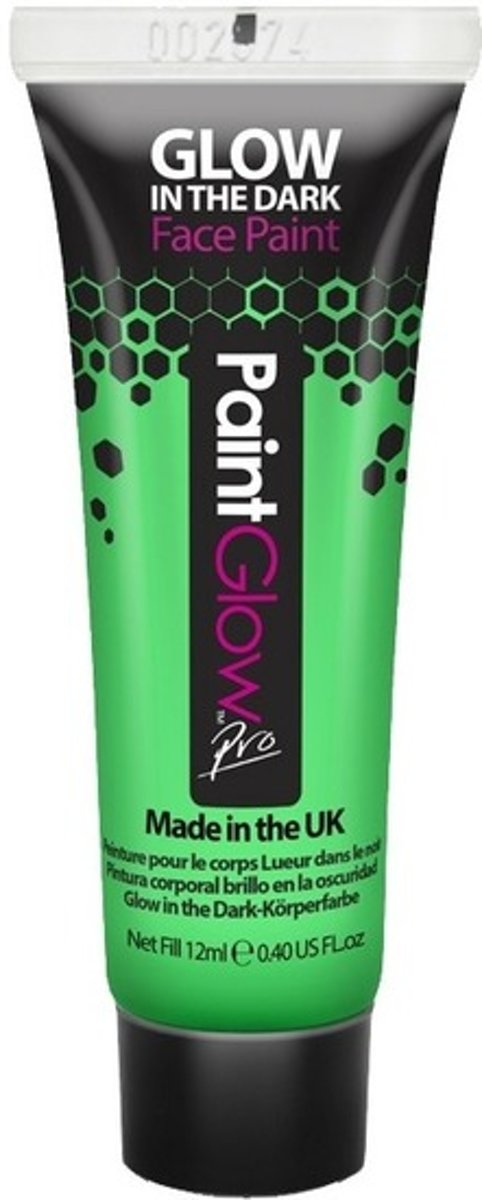 Neon groene Glow in the Dark schmink/make-up tube 12 ml - Lichtgevende schmink/make-up groen thema