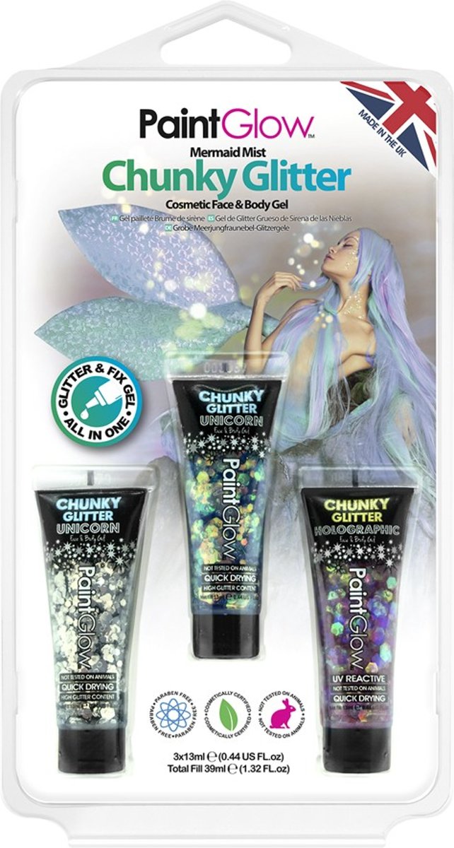 PaintGlow Chunky Glitter Hangpack Mermaid Mist set