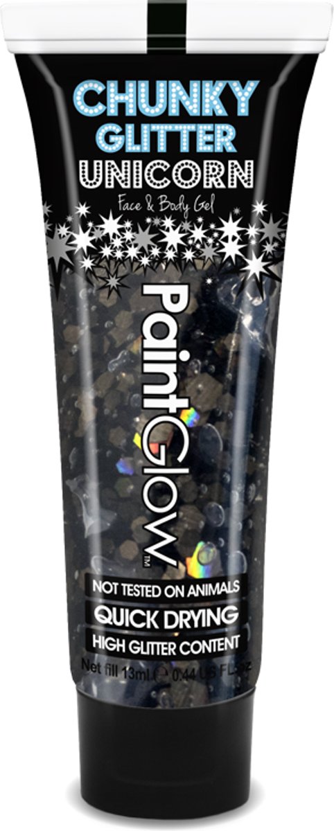 PaintGlow Chunky Glitter Unicorn Face&Body Gel Black Enchantress