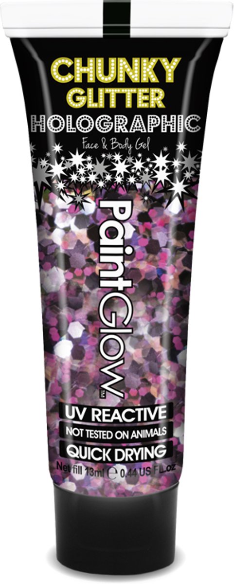 PaintGlow UV Chunky Glitter Unicorn Face&Body Gel Dusk Til Dawn