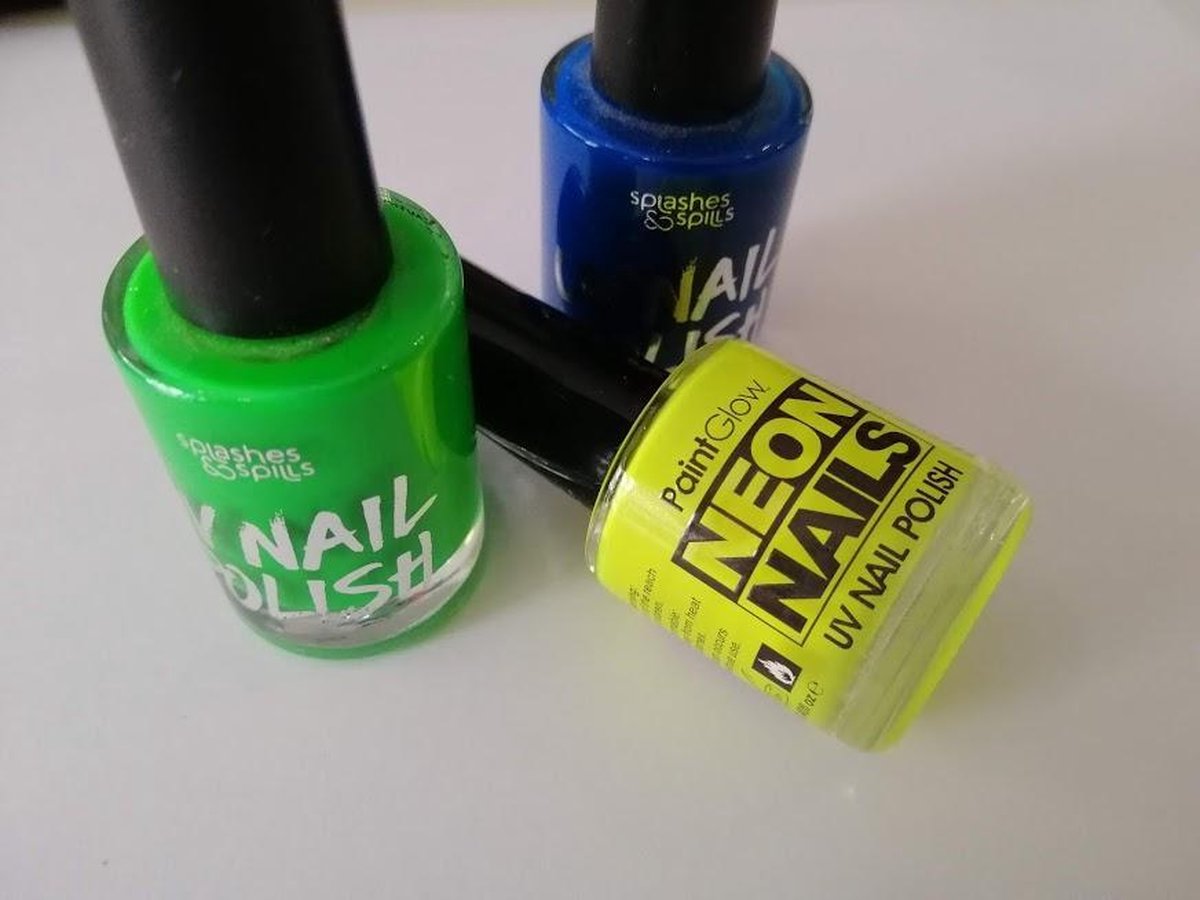 Set van 3 flesjes fluo neon nagellak - Groen, blauw en geel