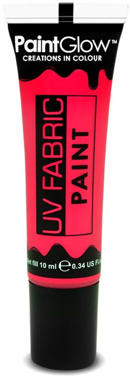 UV neon textiel verf rood - 10 ml - Paintglow