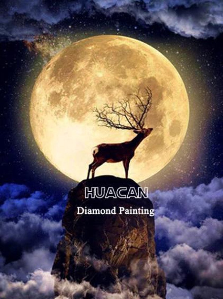 Diamond Painting - Hert in de maneschijn - Nacht Schemer - Volwassenen Kinderen - 20 x 30