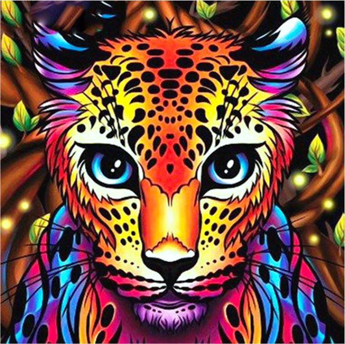 Diamond Painting - Tijger Multicolor Abstract - Diamond Painting Volwassenen - 30 x 30 cm