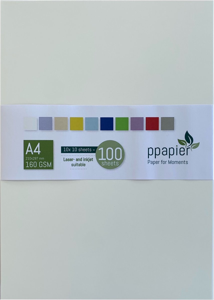 A4 gekleurd Hobby karton / Printpapier 160 grams Assorti met 10 kleuren - Totaal 100 vel