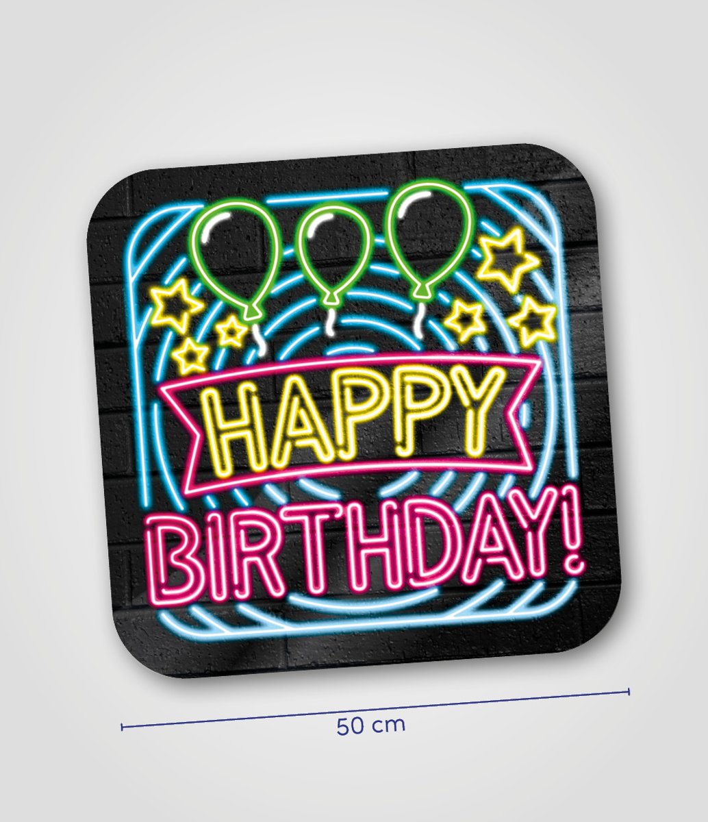 Huldeschild Happy Birthday NEON