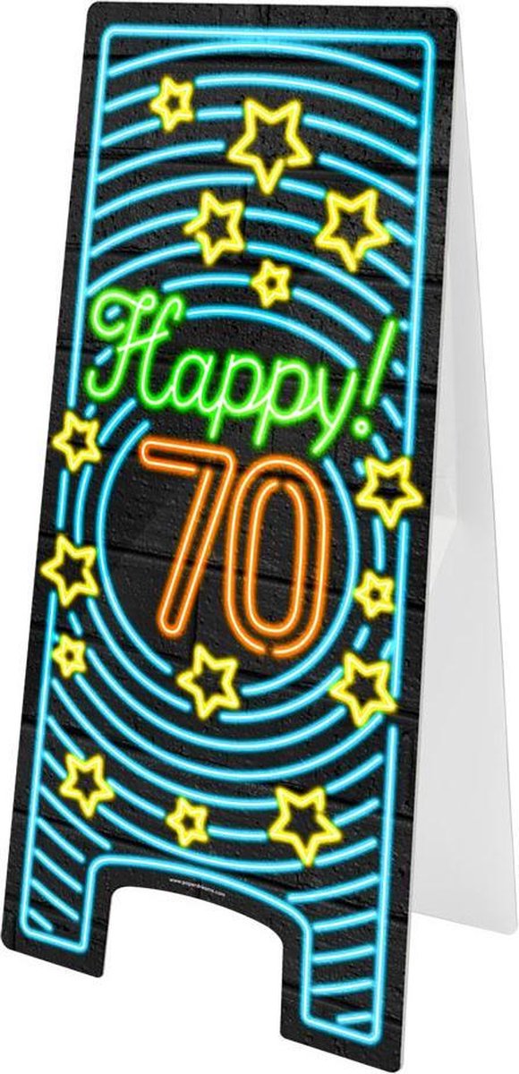 Paper Dreams Attentiebord Neon 70 Jaar 58 Cm Karton Blauw/zwart