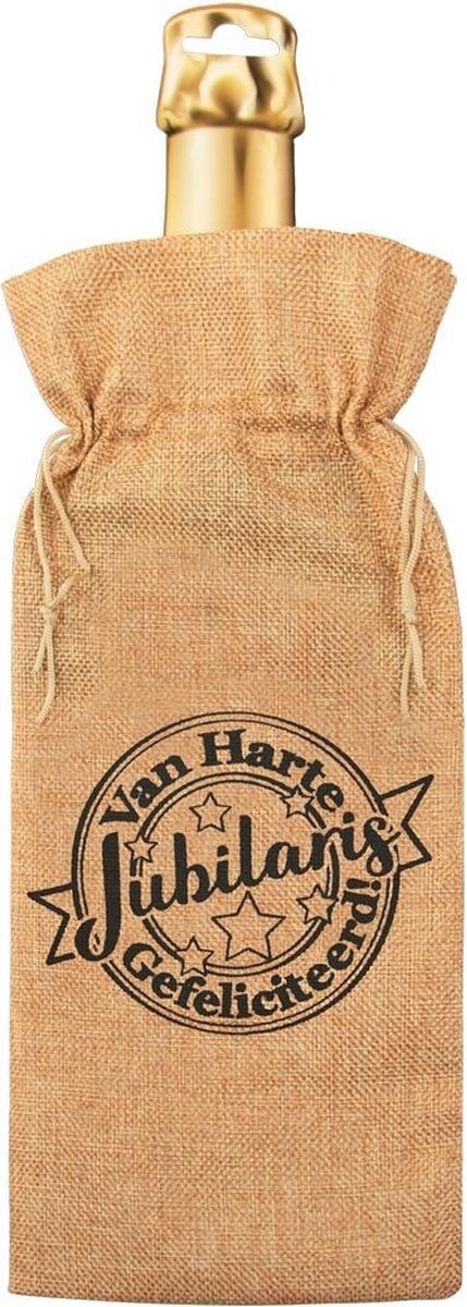 Paper Dreams Flescadeauverpakking Jubilaris Jute 42 Cm Bruin