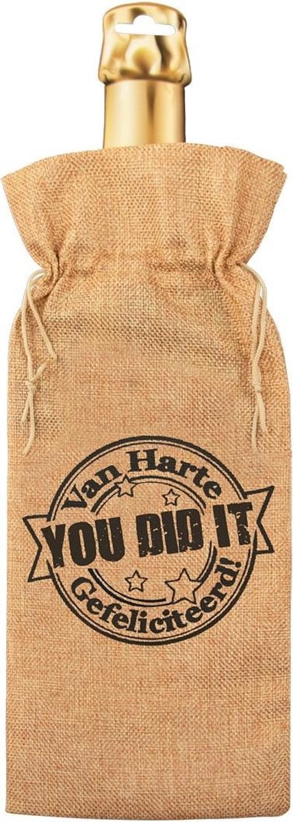 Paper Dreams Flescadeauverpakking You Did It Jute 42 Cm Bruin