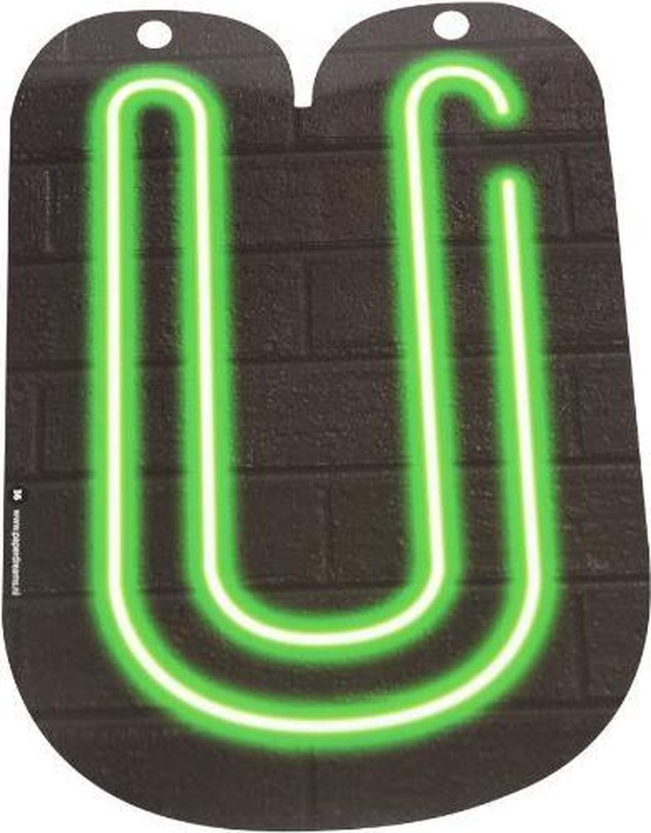 Paper Dreams Slingerletter Neon U 24 Cm Karton Zwart/groen