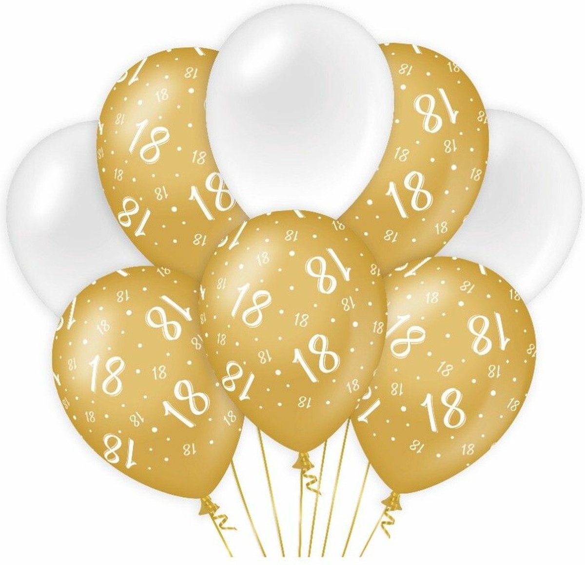 Paperdreams 18 jaar leeftijd thema Ballonnen - 24x - goud/wit - Verjaardag feestartikelen