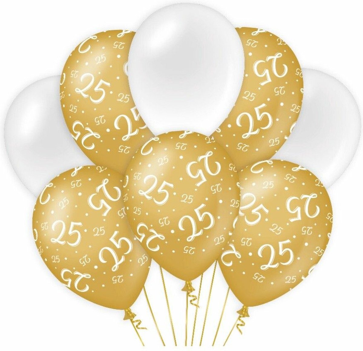 Paperdreams 25 jaar leeftijd thema Ballonnen - 24x - goud/wit - Verjaardag feestartikelen