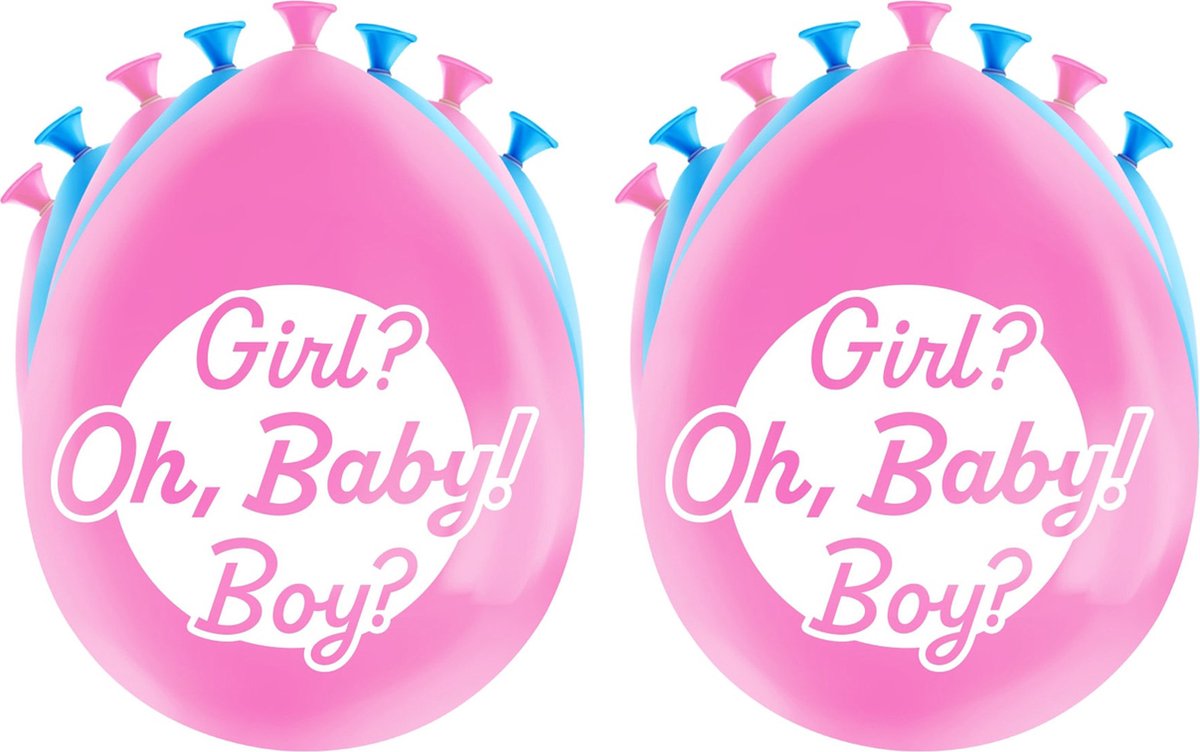 Paperdreams Ballonnen - gender reveal party - 16x stuks - roze / blauw - 30 cm