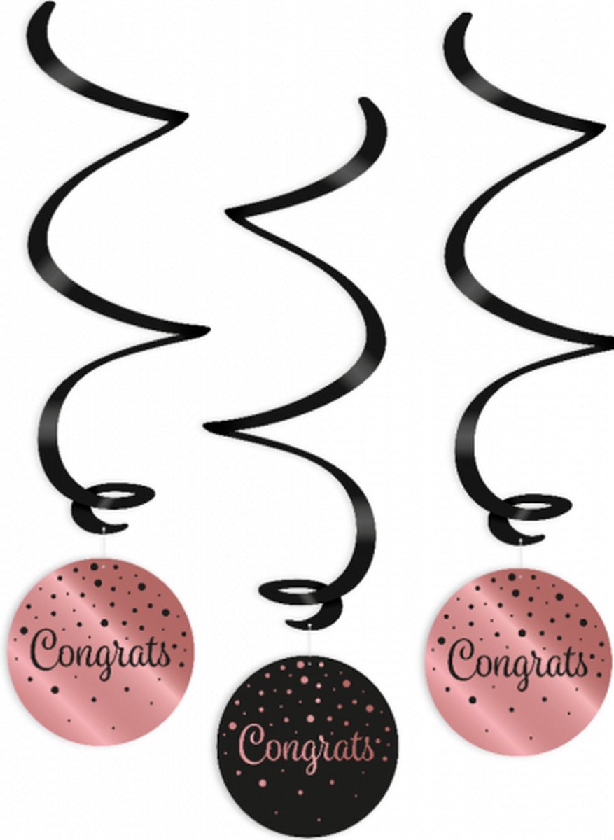 Swirl decorations rose/black - Congrats